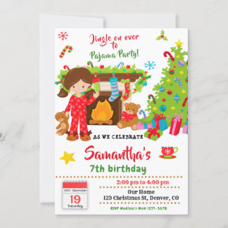 Christmas pajama party invitation Sleepover party
