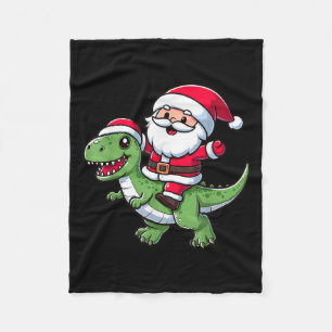 Christmas Pajama Santa Claus Ride T Rex Dinosaur F Fleece Blanket
