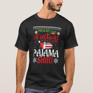 Christmas Pajama Santa Hat American USA sports foo T-Shirt