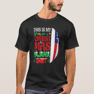 Christmas Pajama Santa Hat USA American Football S T-Shirt