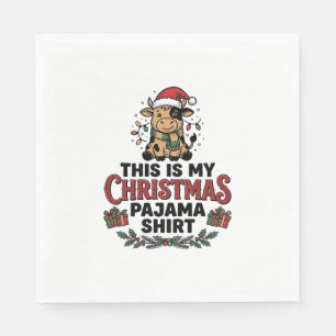 Christmas Pajama Shirt Cute Cow Holiday Design_1 Napkin