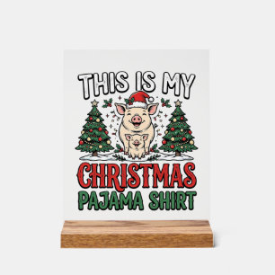 Christmas Pajama Shirt Cute Pig Holiday Vector Des Acrylic Sign