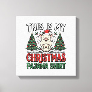 Christmas Pajama Shirt Cute Pig Holiday Vector Des Canvas Print