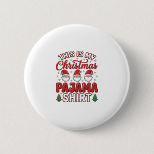 Christmas Pajama Shirt Gnome Holiday Design 2 Inch Round Button