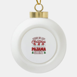 Christmas Pajama Shirt Gnome Holiday Design Ceramic Ball Christmas Ornament