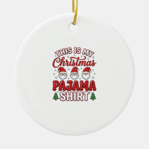 Christmas Pajama Shirt Gnome Holiday Design Ceramic Ornament