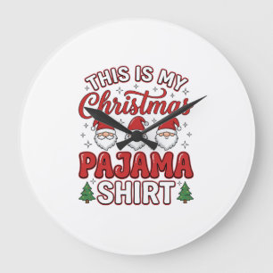 Christmas Pajama Shirt Gnome Holiday Design Large Clock