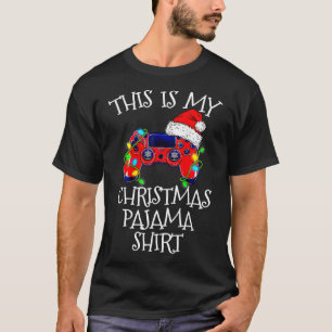 Christmas Pajama Shirt Video Game Controller Santa