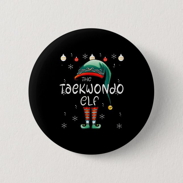 Christmas Pajama _ The Taekwondo Elf  2 Inch Round Button (Front)