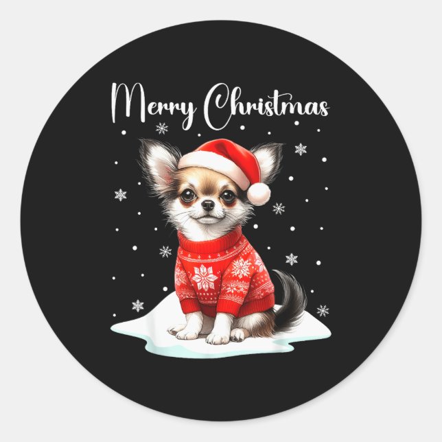Christmas Pajamas Chihuahua Christmas Outfit Chihu Classic Round Sticker (Front)