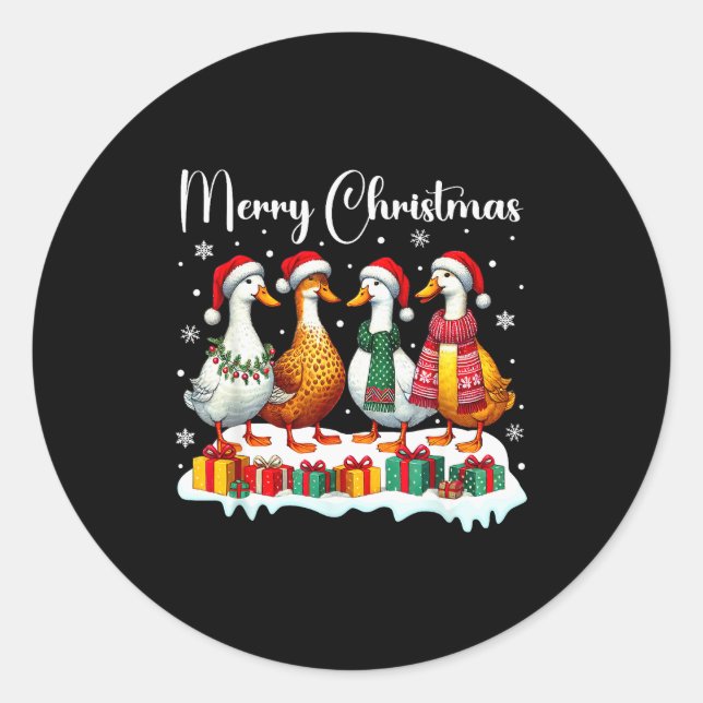 Christmas Pajamas Goose Duck Christmas Outfit Goos Classic Round Sticker (Front)