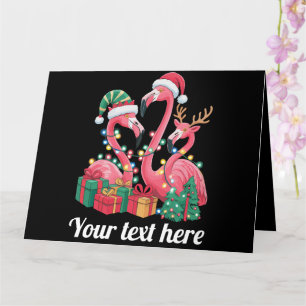 Christmas Palm Flamingo Personalized Xmas Lights  Card