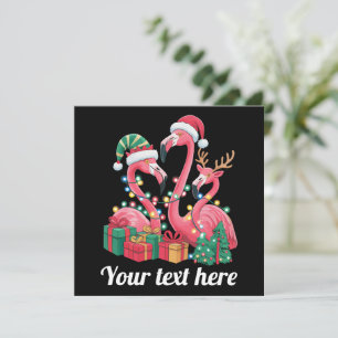 Christmas Palm Flamingo Personalized Xmas Lights  Holiday Card