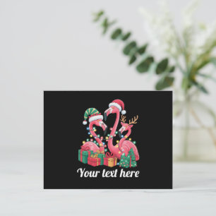 Christmas Palm Flamingo Personalized Xmas Lights Holiday Postcard