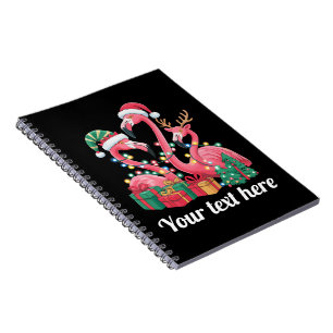 Christmas Palm Flamingo Personalized Xmas Lights Notebook