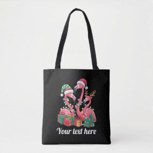 Christmas Palm Flamingo Personalized Xmas Lights  Tote Bag