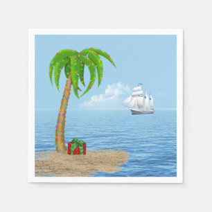Christmas Palm Tree and Boat Napkin