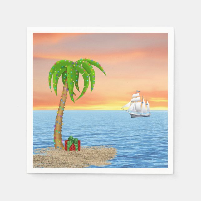 Christmas Palm Tree and Boat   Napkin (Front)