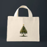 Christmas Palm Tree, Beach Aloha Christmas Mini Tote Bag<br><div class="desc">Escape to a tropical winter wonderland with our Christmas Palm Tree design. This unique and festive artwork brings a touch of the beach to your holiday celebrations, featuring a palm tree adorned with Christmas lights and ornaments. Whether you're dreaming of a warm and sandy Christmas or want to add a...</div>