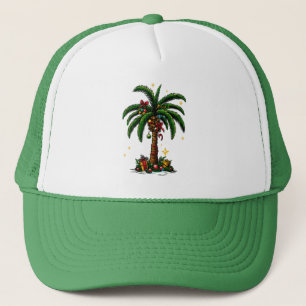 Christmas Palm Tree, Beach Aloha Christmas Trucker Hat