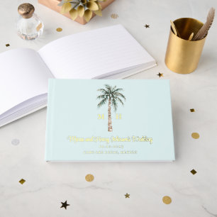 Christmas Palm Tree   Beach Wedding Monogram Guest Book