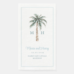 Christmas Palm Tree   Beach Wedding Monogram Napkin