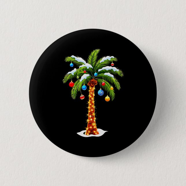 Christmas Palm Tree Hawaiian Trocal Xmas  2 Inch Round Button (Front)