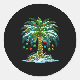 Christmas Palm Tree Hawaiian Trocal Xmas Classic Round Sticker