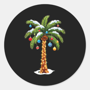 Christmas Palm Tree Hawaiian Trocal Xmas Classic Round Sticker