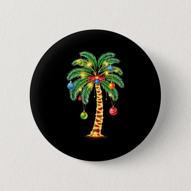 Christmas Palm Tree Hawaiian Xmas  2 Inch Round Button (Front)