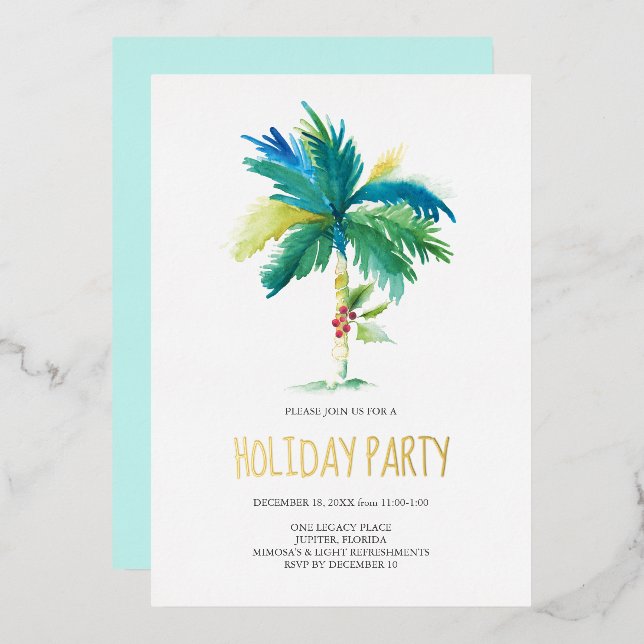 Christmas Palm Tree Holiday Party Invitation (Front/Back)