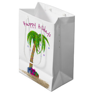 Christmas Palm Tree in Sand Medium Gift Bag