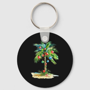 Christmas Palm Tree Light Hawaiian Trocal Xmas Men Keychain