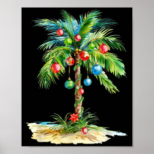 Christmas Palm Tree Light Hawaiian Trocal Xmas Men Poster