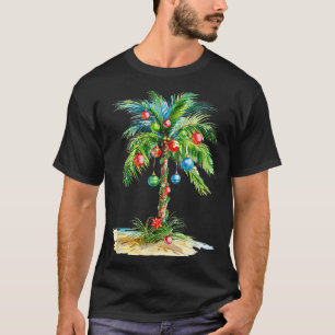 Christmas Palm Tree Light Hawaiian Trocal Xmas Men T-Shirt
