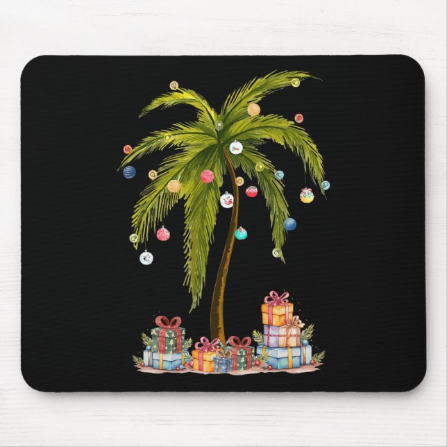 Christmas Palm Tree Light Hawaiian Tropical Funny  Mouse Pad (Front)