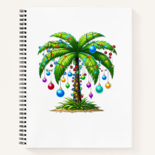 Christmas Palm Tree Light Hawaiian Tropical New Ye Notebook