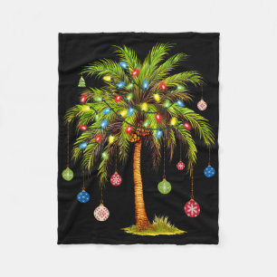 Christmas Palm Tree Light Hawaiian Tropical Xmas 1 Fleece Blanket
