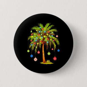 Christmas Palm Tree Light Hawaiian Tropical Xmas  2 Inch Round Button