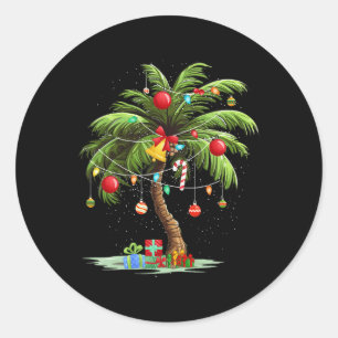Christmas Palm Tree Light Hawaiian Tropical Xmas 3 Classic Round Sticker