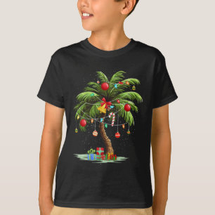 Christmas Palm Tree Light Hawaiian Tropical Xmas 3 T-Shirt