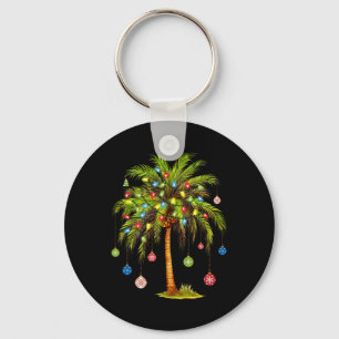 Christmas Palm Tree Light Hawaiian Tropical Xmas Keychain