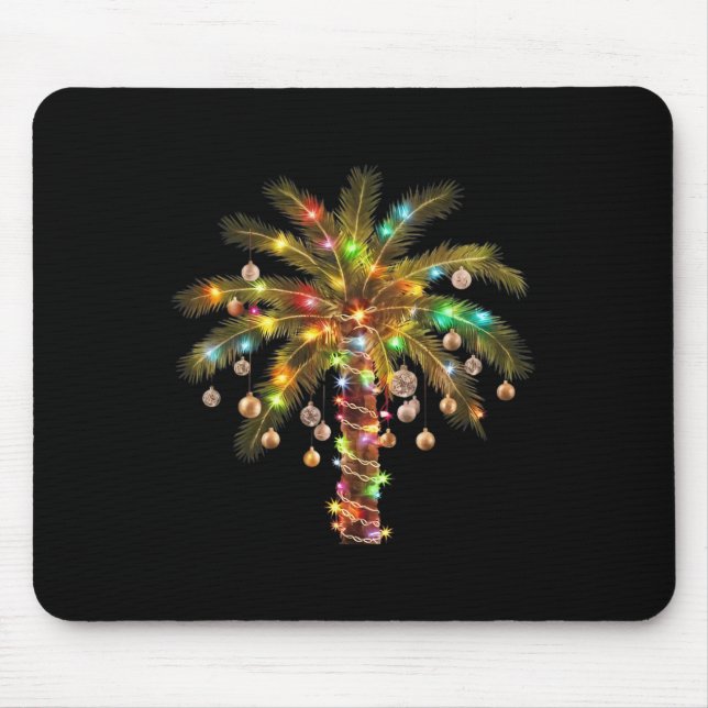 Christmas Palm Tree Light Hawaiian Tropical Xmas  Mouse Pad (Front)