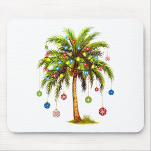 Christmas Palm Tree Light Hawaiian Tropical Xmas  Mouse Pad