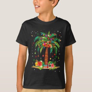 Christmas Palm Tree Light Hawaiian Tropical Xmas  T-Shirt