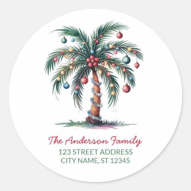 Christmas Palm Tree Light Return Address Labels    (Front)