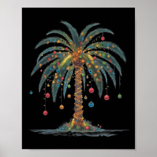 Christmas Palm Tree Merry Christmas Tropical Chris Poster
