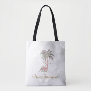 Christmas Palm Tree,Present,String Lights,Bokeh    Tote Bag