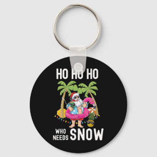 Christmas Palm Tree Santa Surfing Summer Beach Vac Keychain