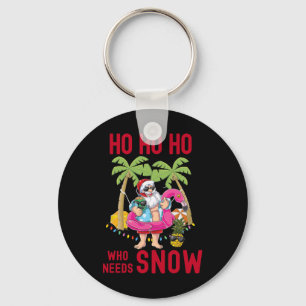 Christmas Palm Tree Santa Surfing Summer Beach Vac Keychain